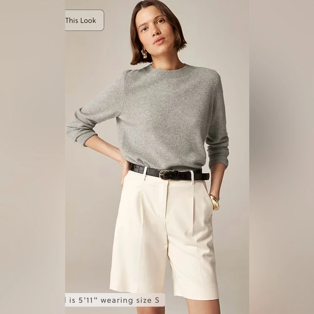 J.Crew Cashmere classic-fit crewneck sweater in heather ash